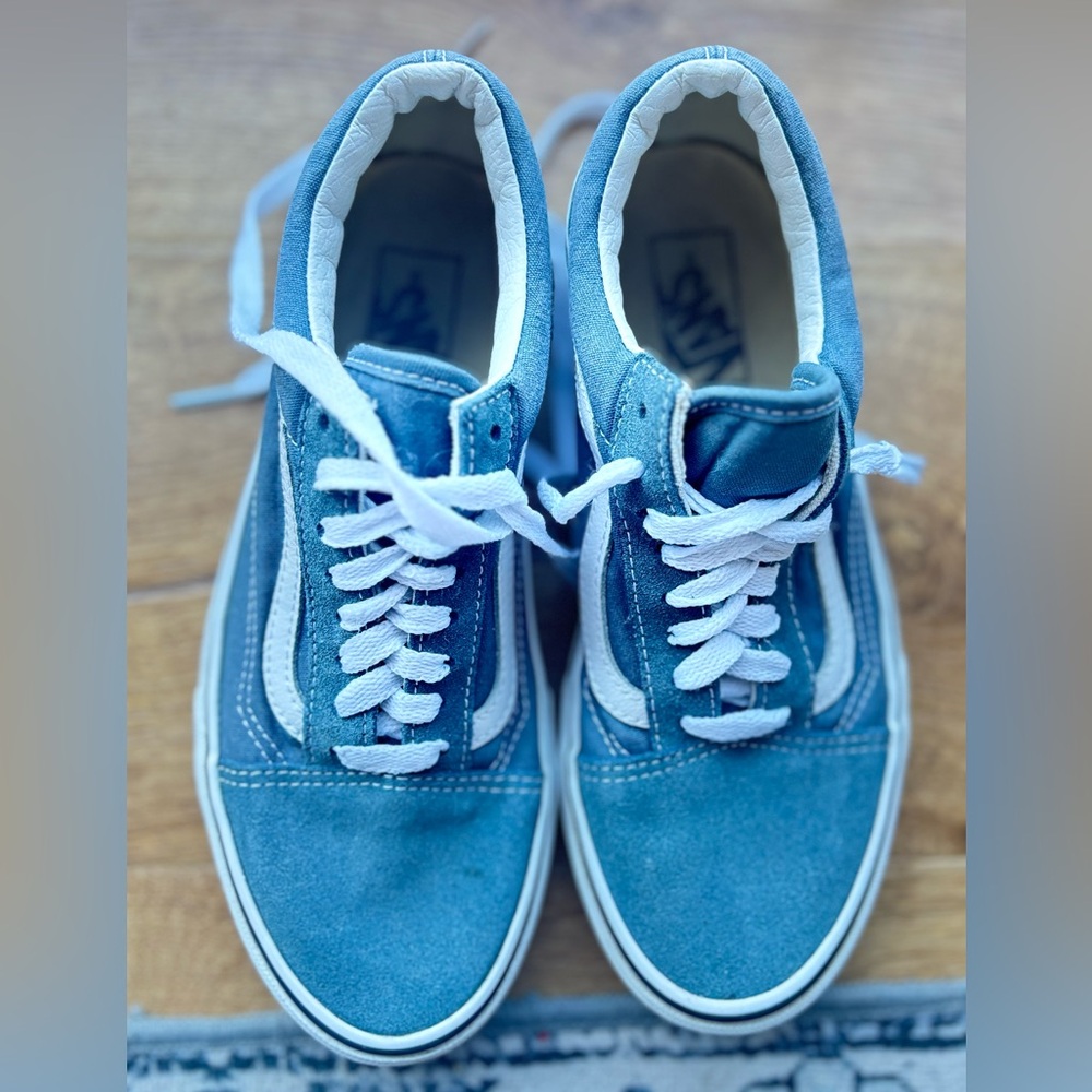 Vans Teal and White Classic Sneakers
